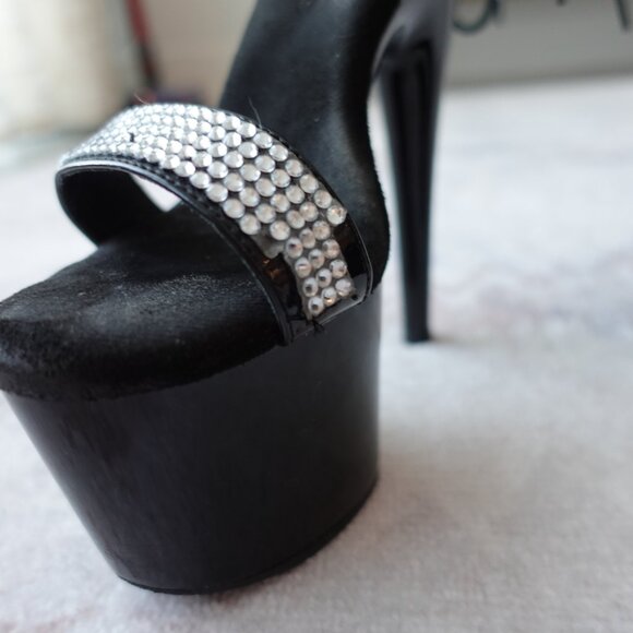 Black Rhinestone Stripper Shoe - Picture 8 of 14